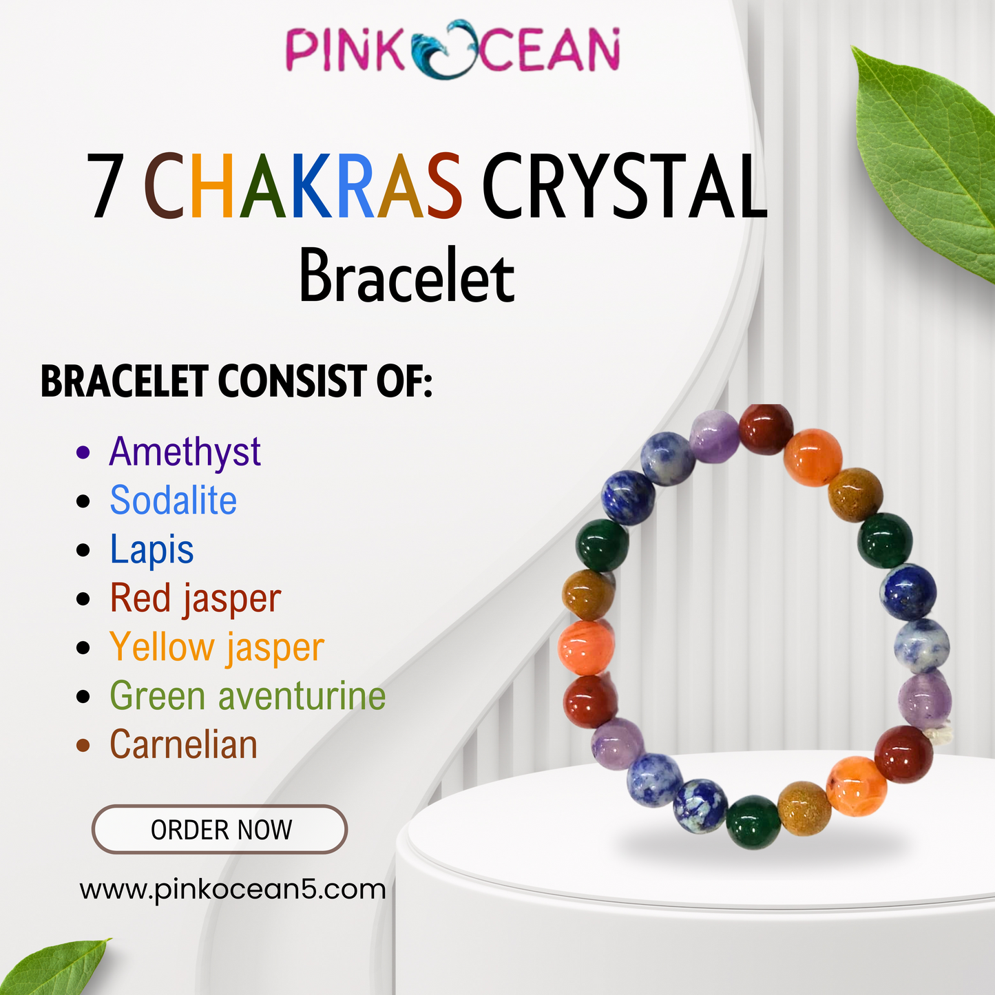 Pinkocean 7 Chakra Bracelet