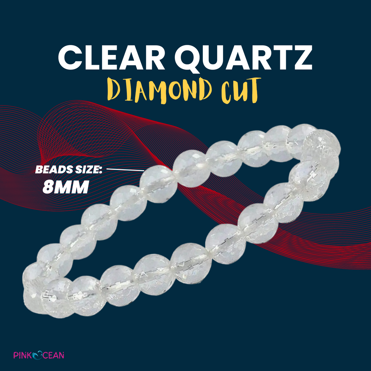 PinkOcean CLEAR QUARTZ- DIAMOND CUT Bracelet