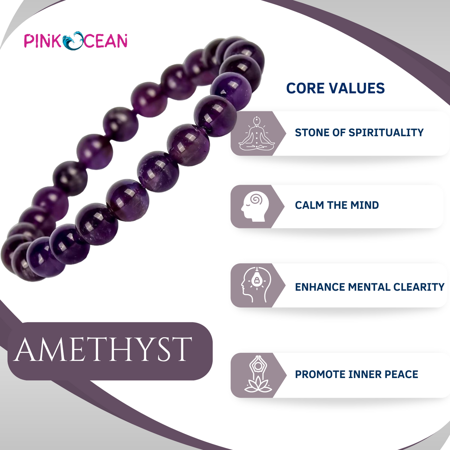 PinkOcean AMETHYST- 8MM Bracelet