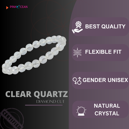 PinkOcean CLEAR QUARTZ- DIAMOND CUT Bracelet