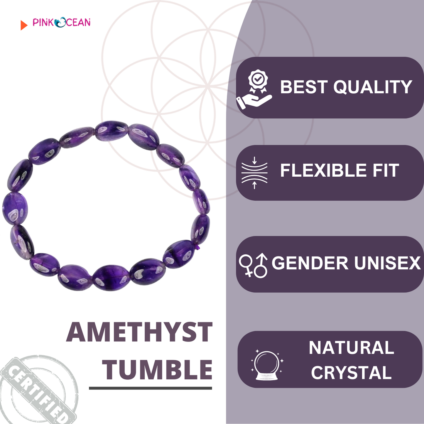 PinkOcean AMETHYST-TUMBLE Bracelet